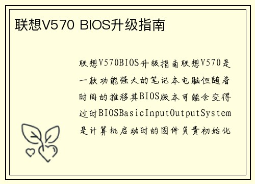 联想V570 BIOS升级指南